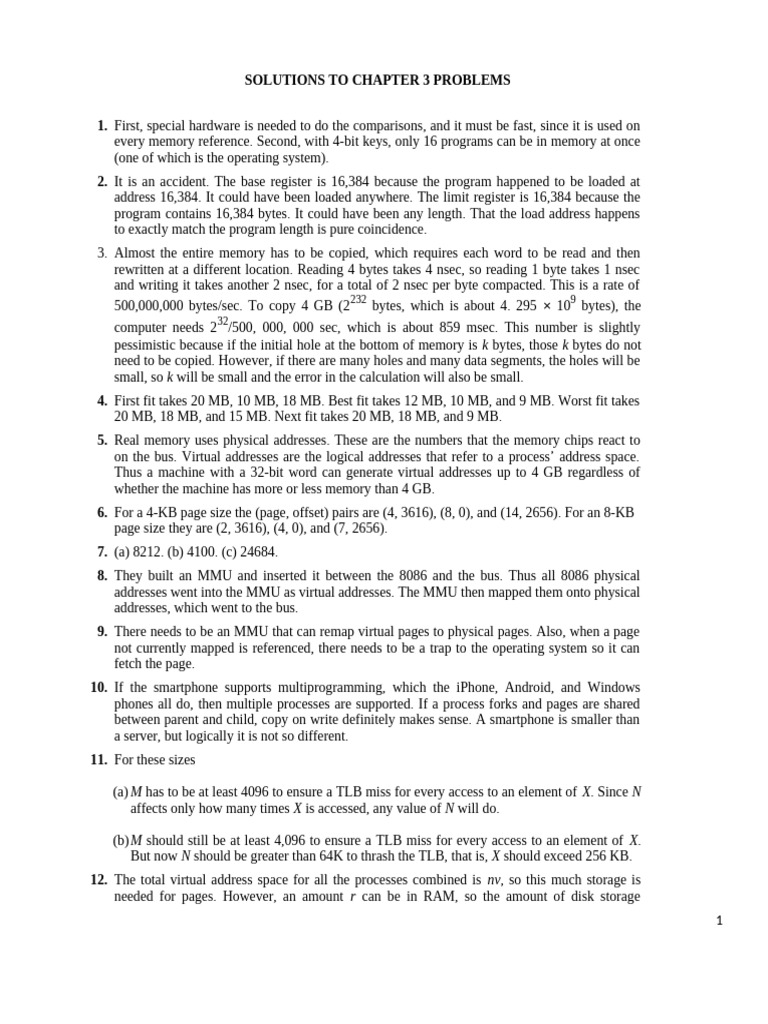Chapter 3 Problem Solutions Explained | PDF | Operating System | Random ...