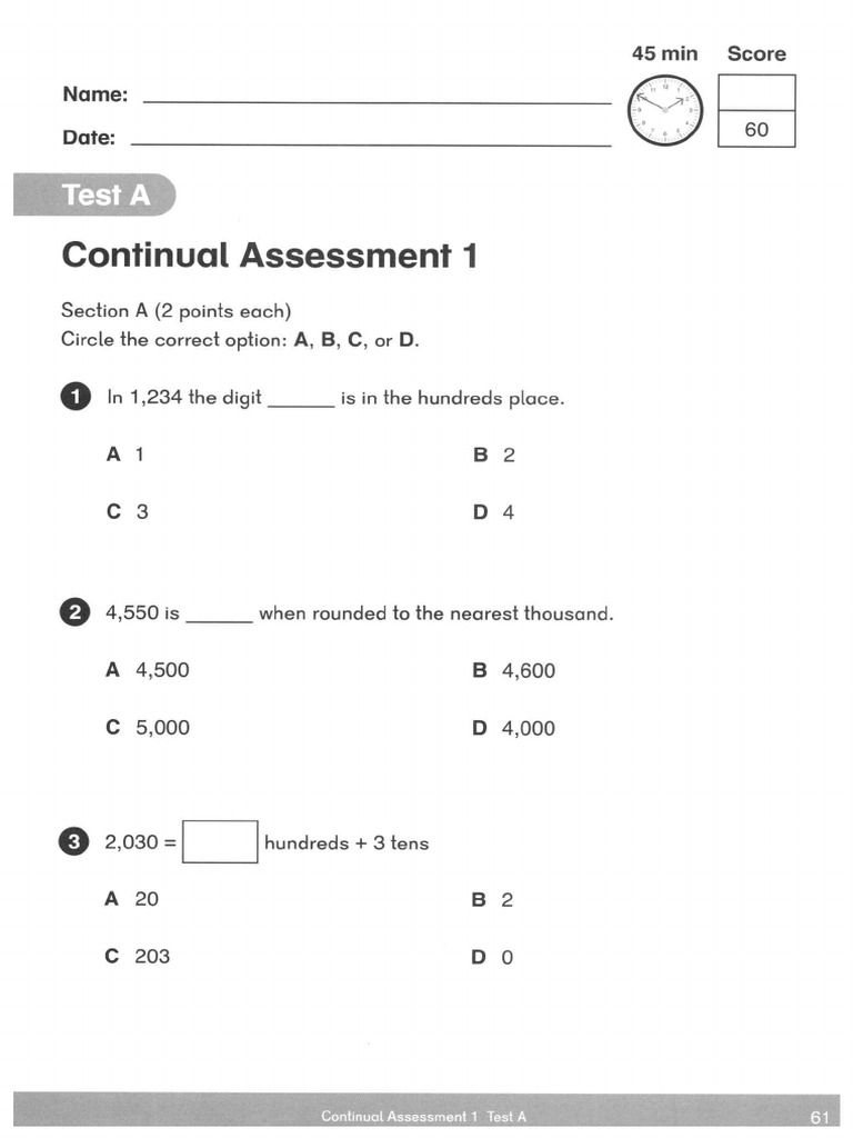 Continual Assessment 1 Test A | PDF
