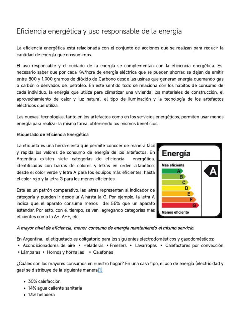 Eficiencia Energética y Uso Responsable de La Energía - Energías ...