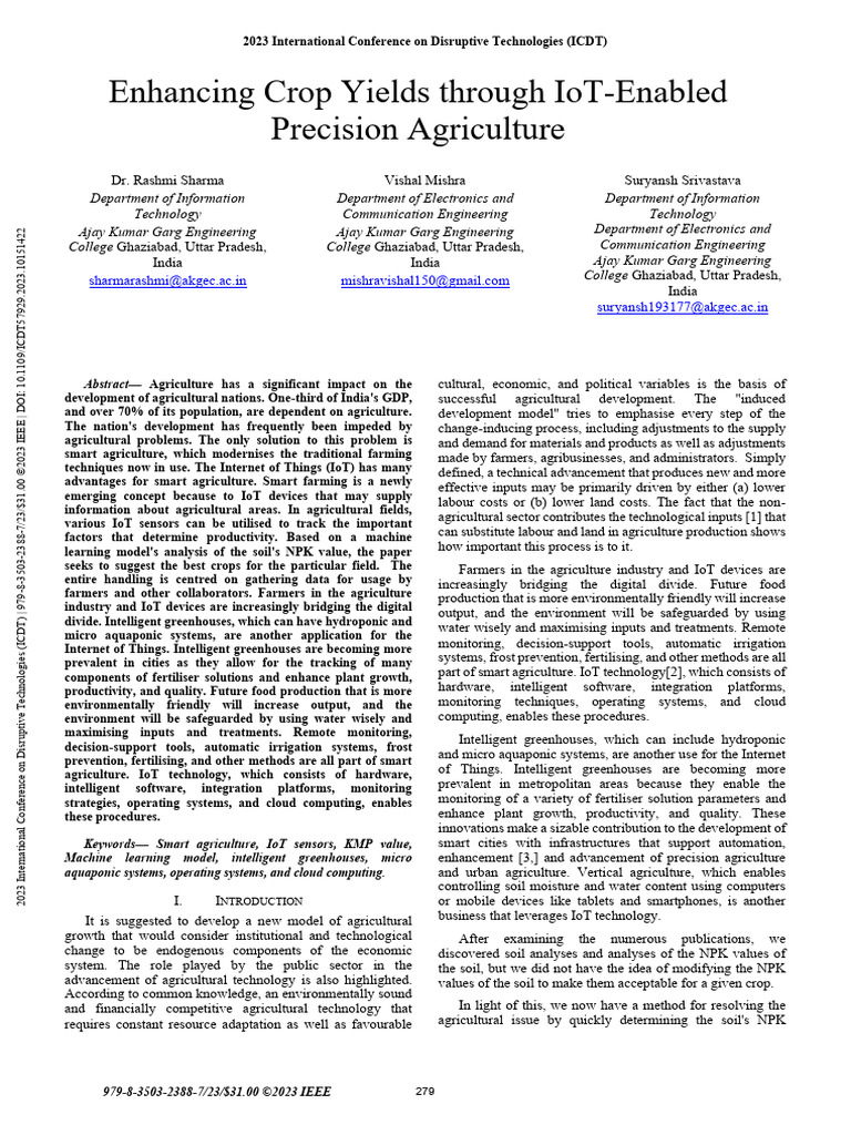 Enhancing Crop Yields Through IoT-Enabled Precision Agriculture | PDF ...