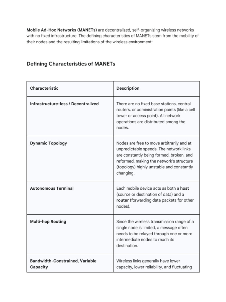 Define The Characterstics of MANETS | PDF | Wireless Ad Hoc Network ...