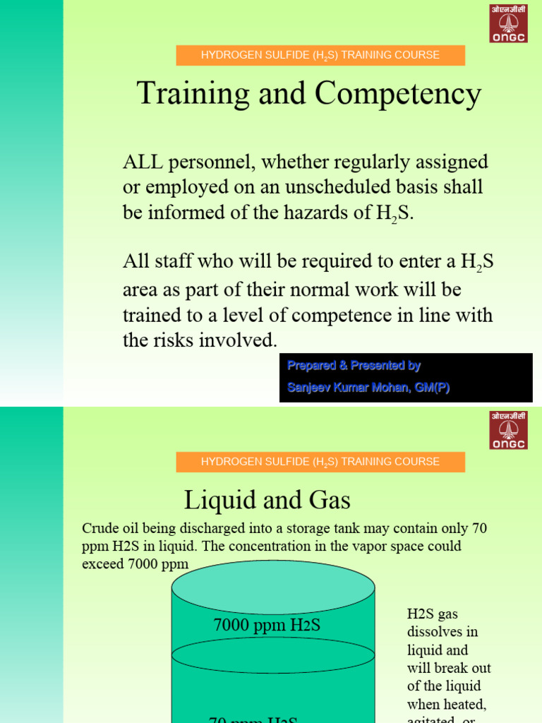 H2S Safety Training Course Overview | PDF | Gases | Equipment