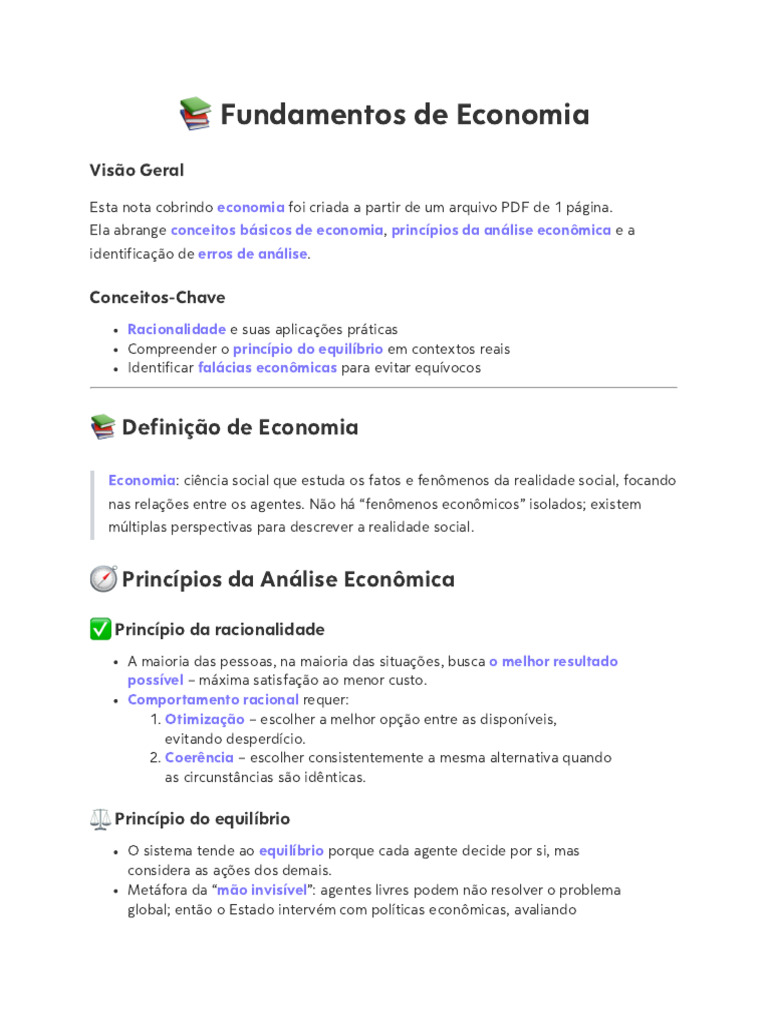 Fundamentos da Análise Econômica | PDF | Economia | Sociologia