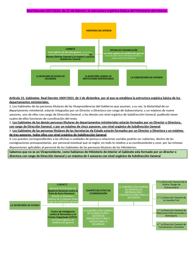 Estructura del Ministerio del Interior 2024 | PDF | Ministerio ...