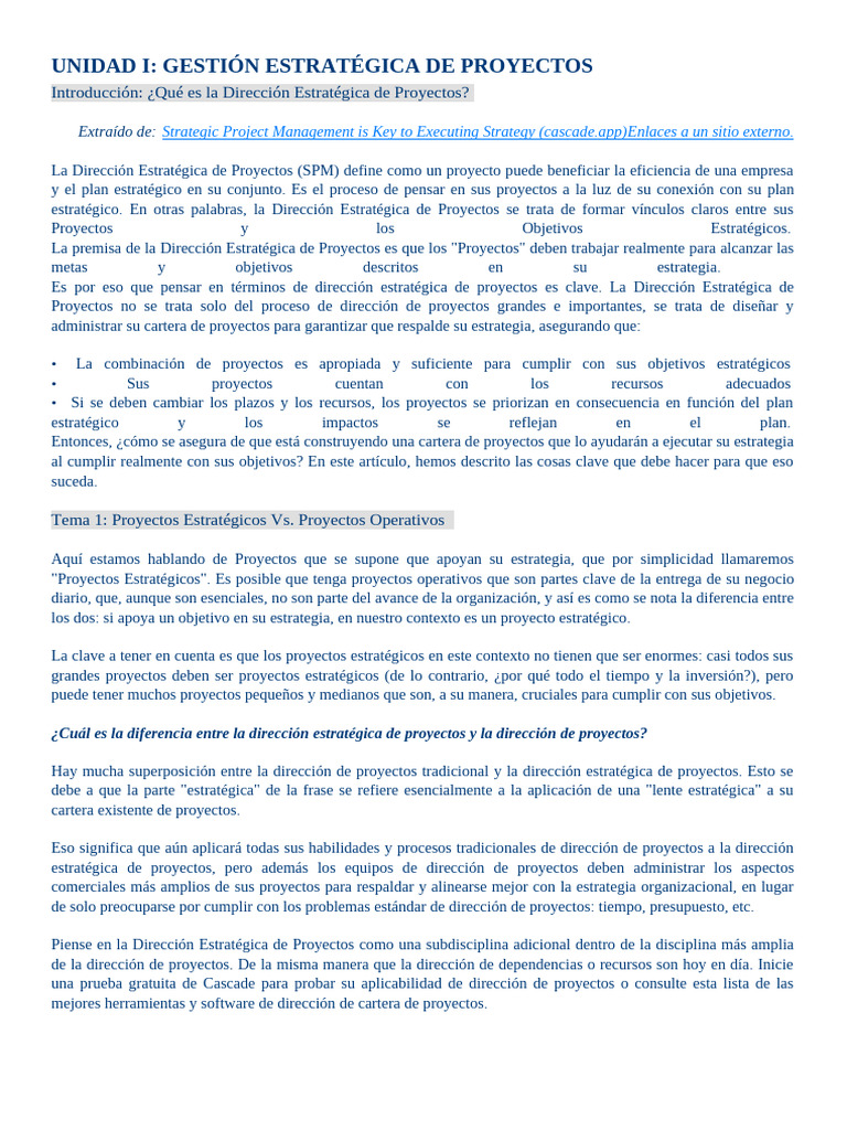 Dirección Estratégica de Proyectos | PDF | Gestión estratégica ...