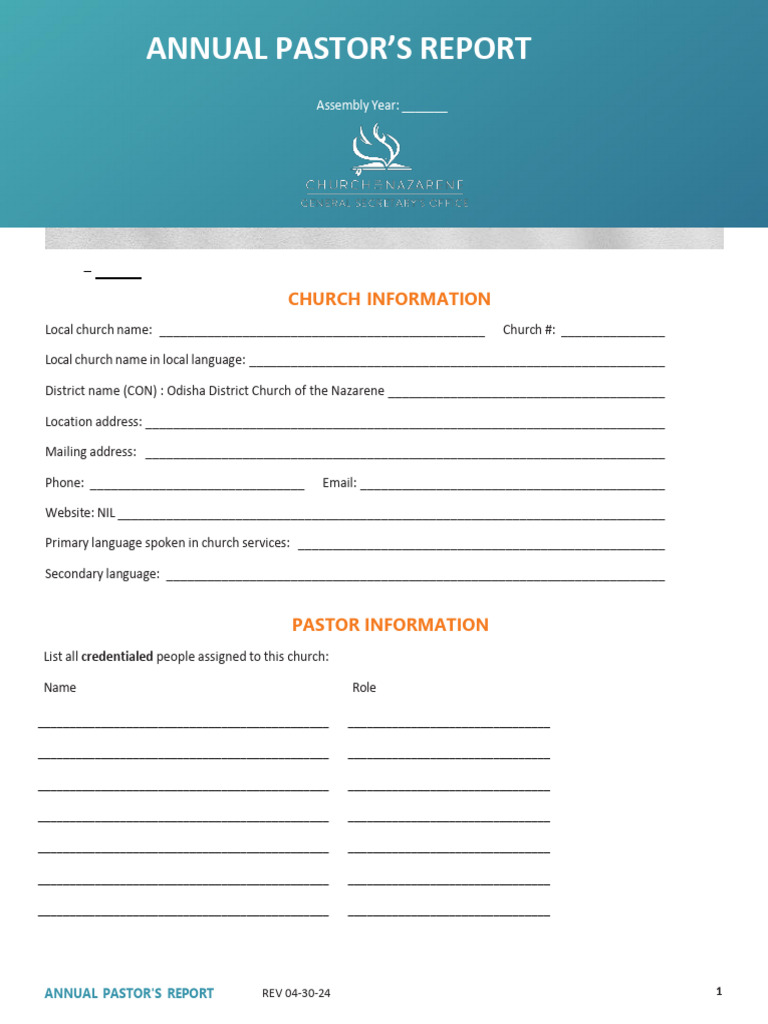 APR new form (1) | PDF | Laity | Abrahamic Religions