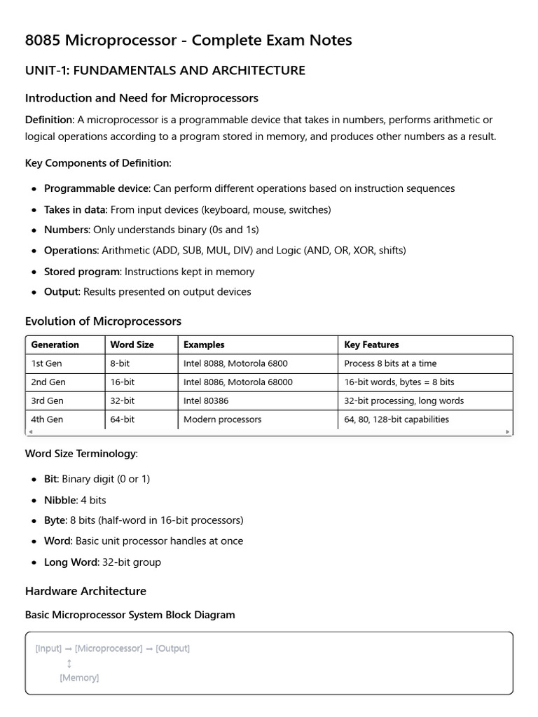 8085 Microprocessor Exam Notes | PDF | Central Processing Unit ...