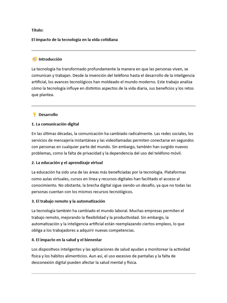 Impacto de la tecnología en la vida diaria | PDF