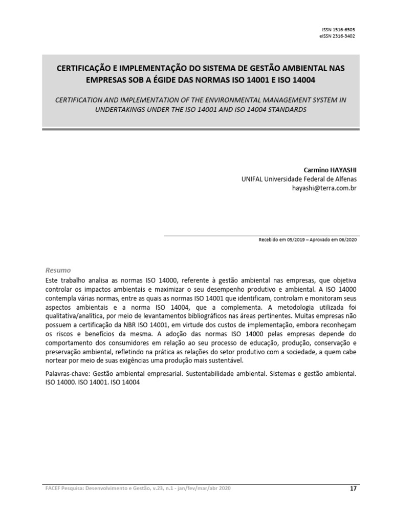 Implementação da ISO 14004 em Empresas | PDF | Gestão de recursos ...