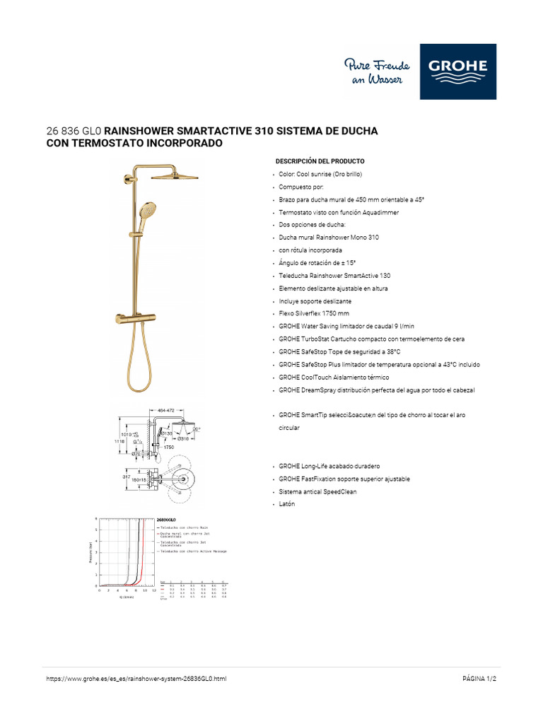GROHE Specification Sheet 26836GL0 | PDF