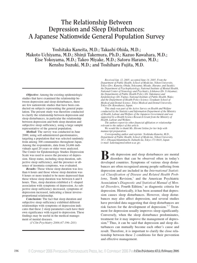 Depression and Sleep Disturbances Study | PDF | Major Depressive ...