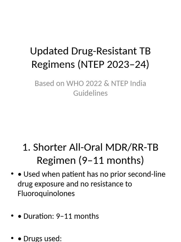 Updated DR TB Regimens NTEP 2023 24 | PDF