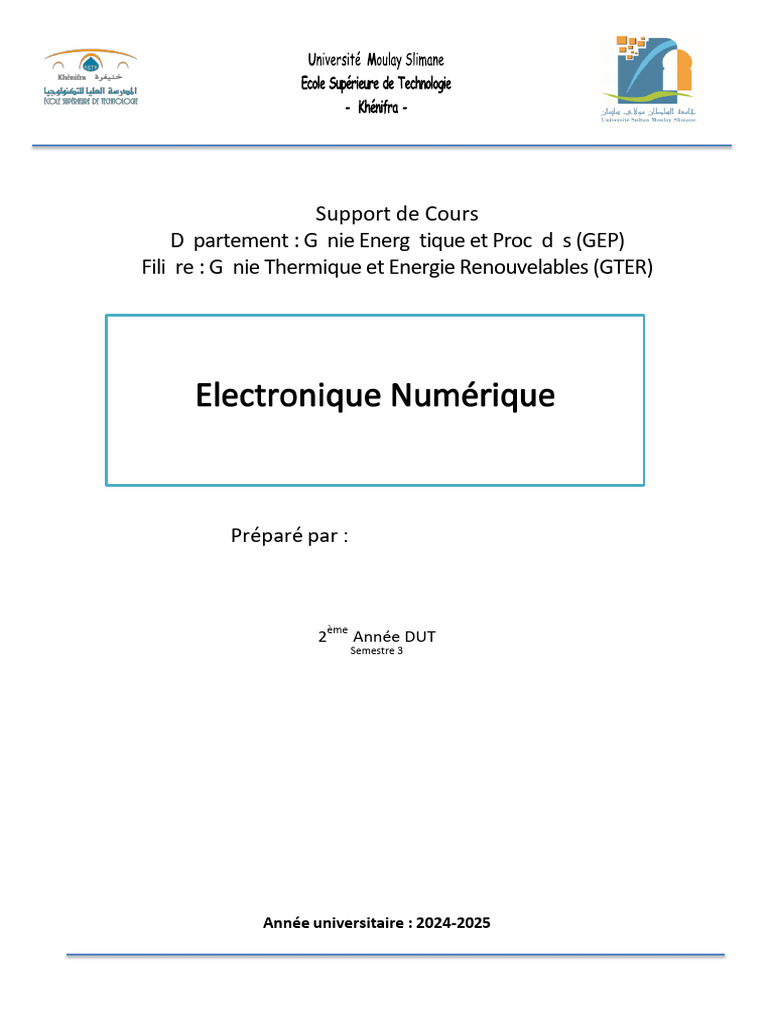 Cours Électronique Numérique ESTK | PDF | Décimal codé binaire | ASCII