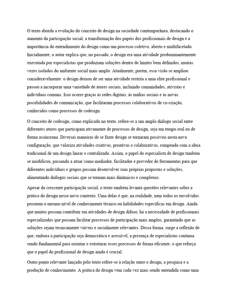 Evolução do Design: Participação e Codesign | PDF | Sociologia | Esboço