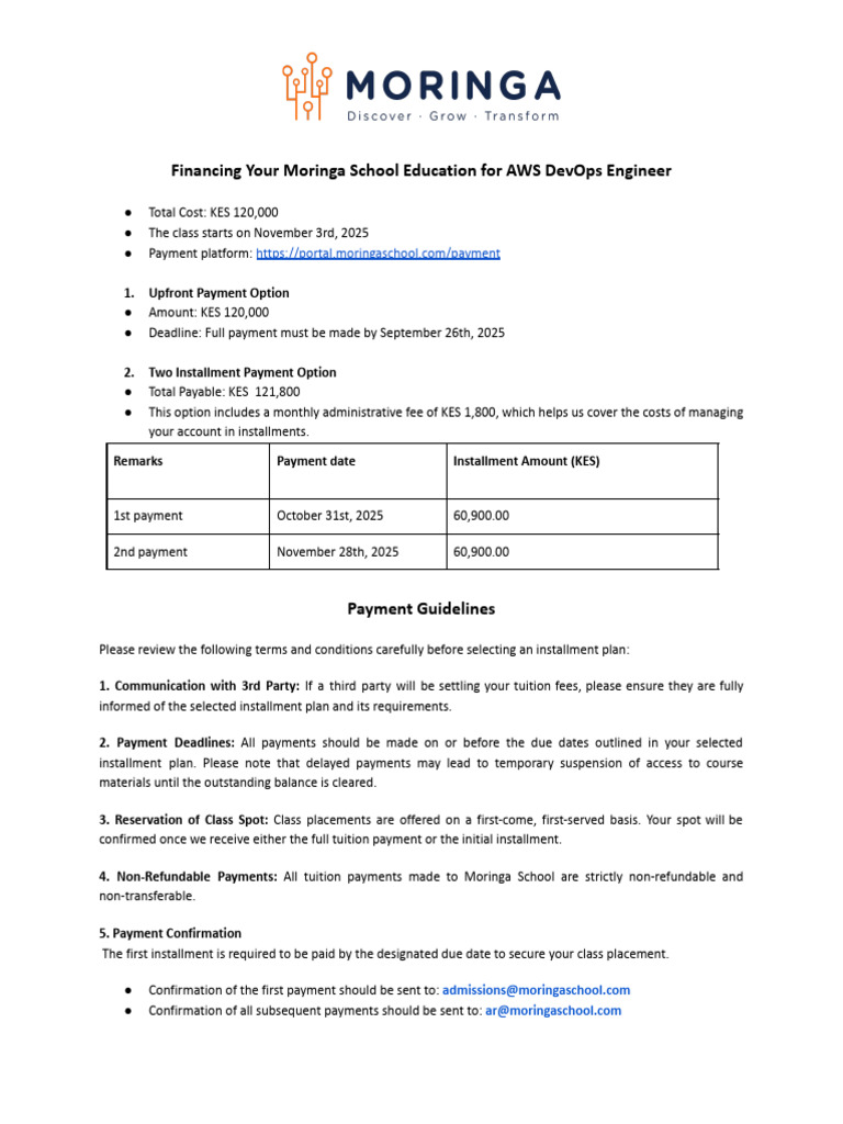 Financing Your Moringa School Education For AWS DevOps Engineer Nov 3rd ...