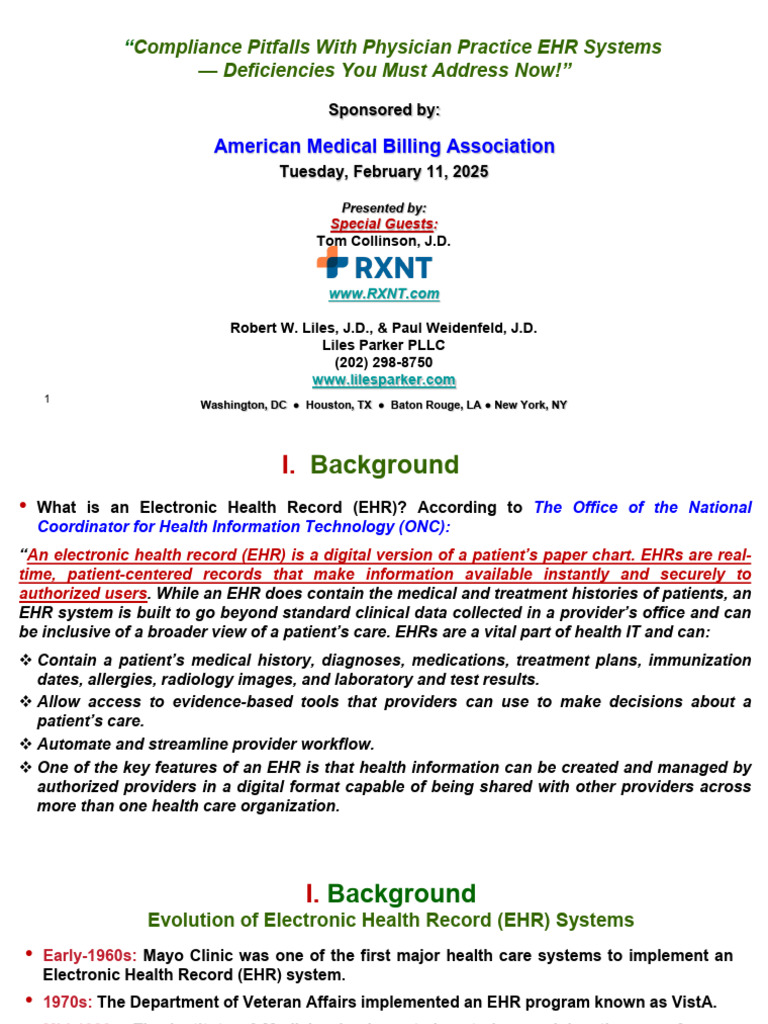 EHR Compliance Risks for Physicians | PDF | Electronic Health Record ...