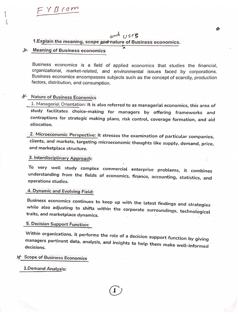 Fybcom Economics Notes | PDF