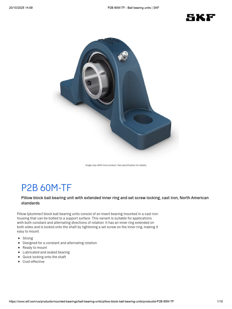 P2B 60M-TF - Ball Bearing Units - SKF | PDF | Screw | License