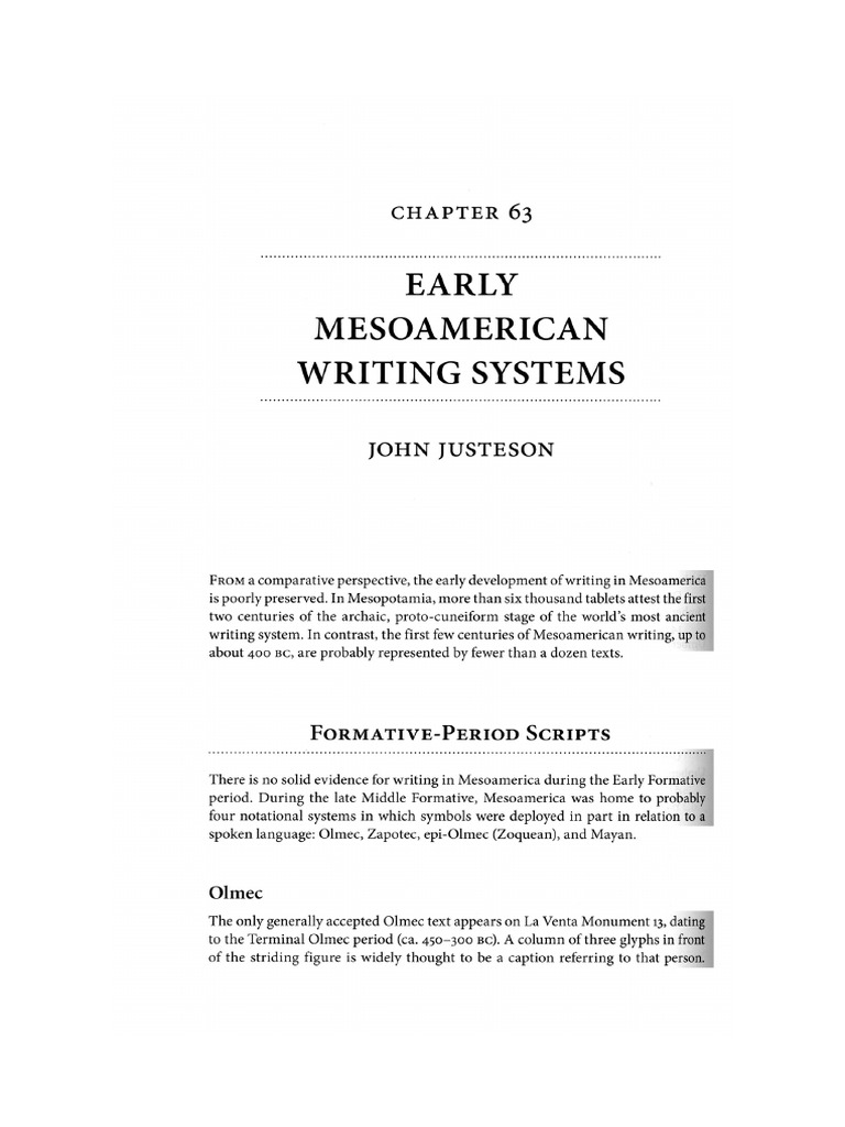 Justeson (2012) - Early Mesoamerican Writing Systems | PDF