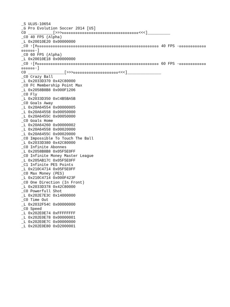 Cheats Pes 2014 PSP | PDF