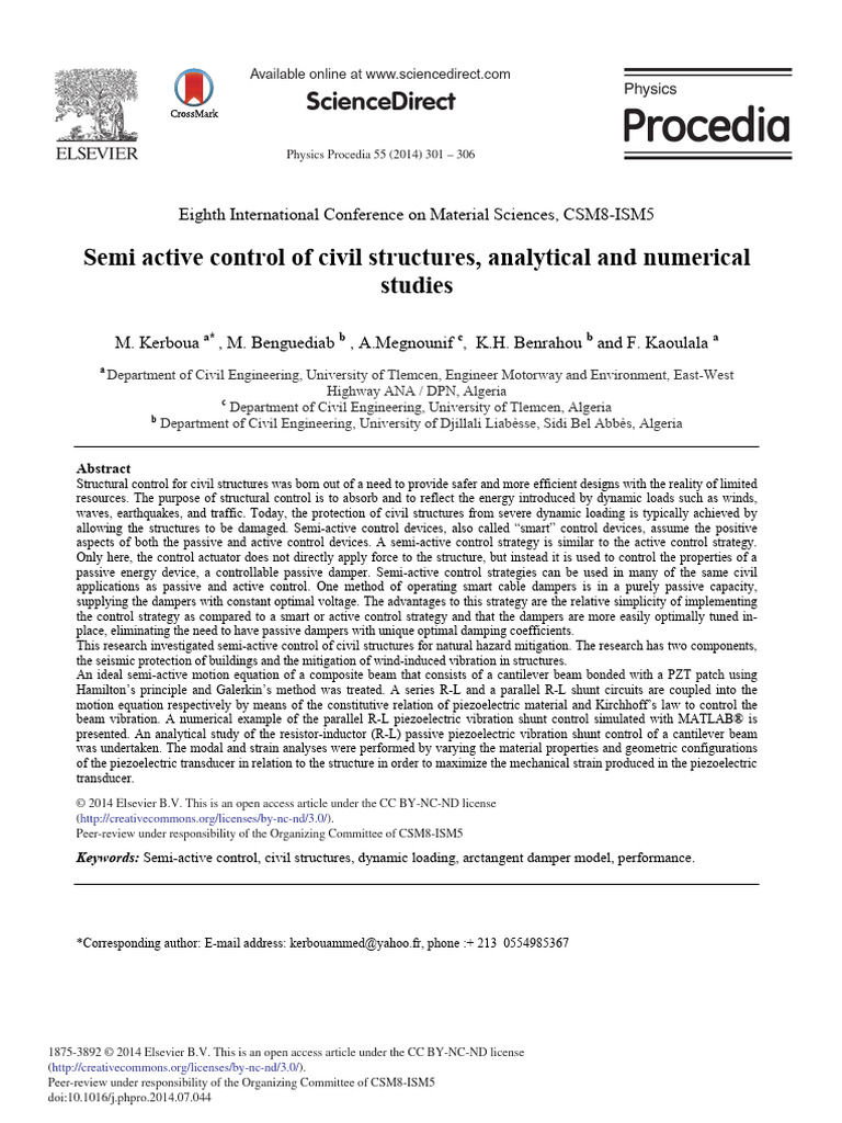 Semi-Active Control in Civil Structures | PDF | Bending | Composite ...