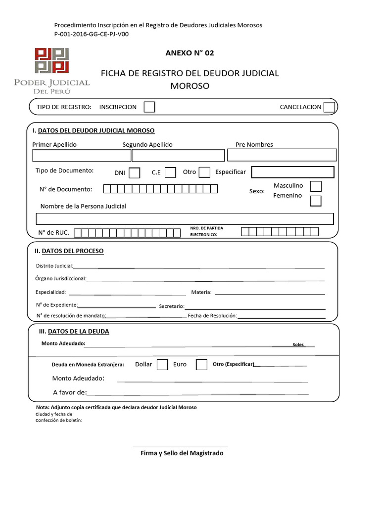 Inscripción de Deudores Judiciales Morosos | PDF