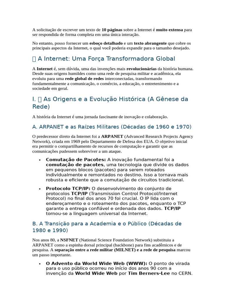 A Evolução e Impacto da Internet | PDF | Internet | Rede de computadores