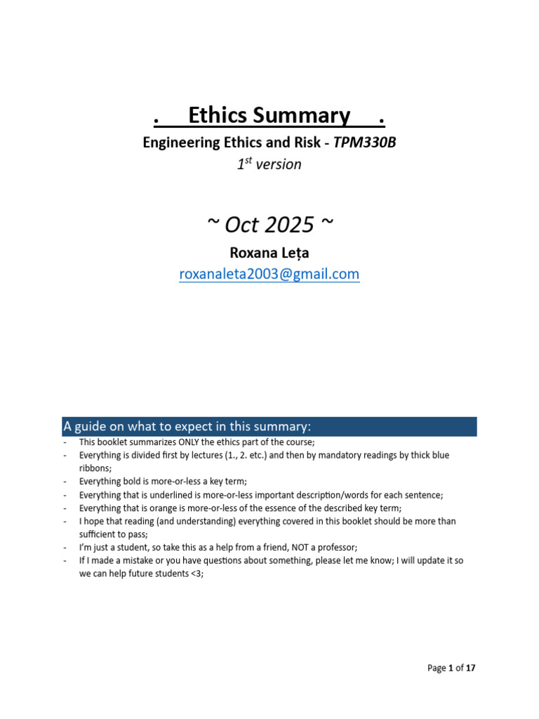 Engineering Ethics Overview Guide | PDF | Pleasure | Utilitarianism