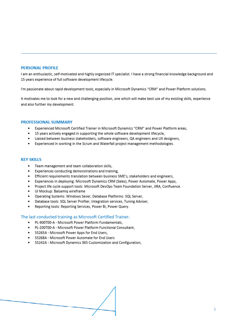 Power Platform Developer Resume | PDF | Software Development Process ...