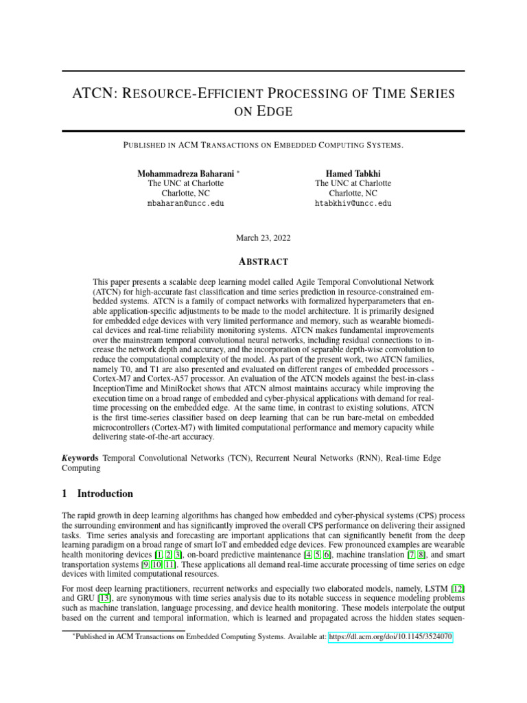 Efficient Time Series Processing on Edge | PDF | Deep Learning | Algorithms