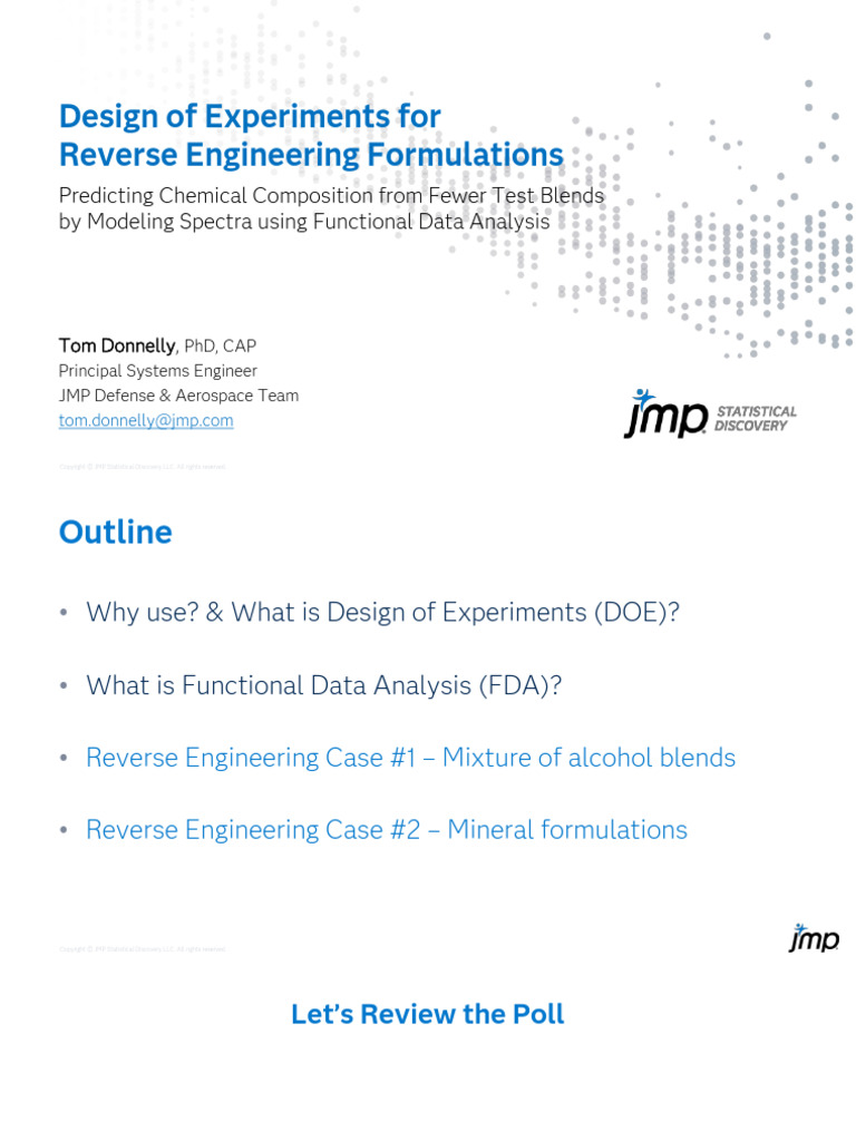DOE for Reverse Engineering Formulations | PDF | Jmp (Statistical ...