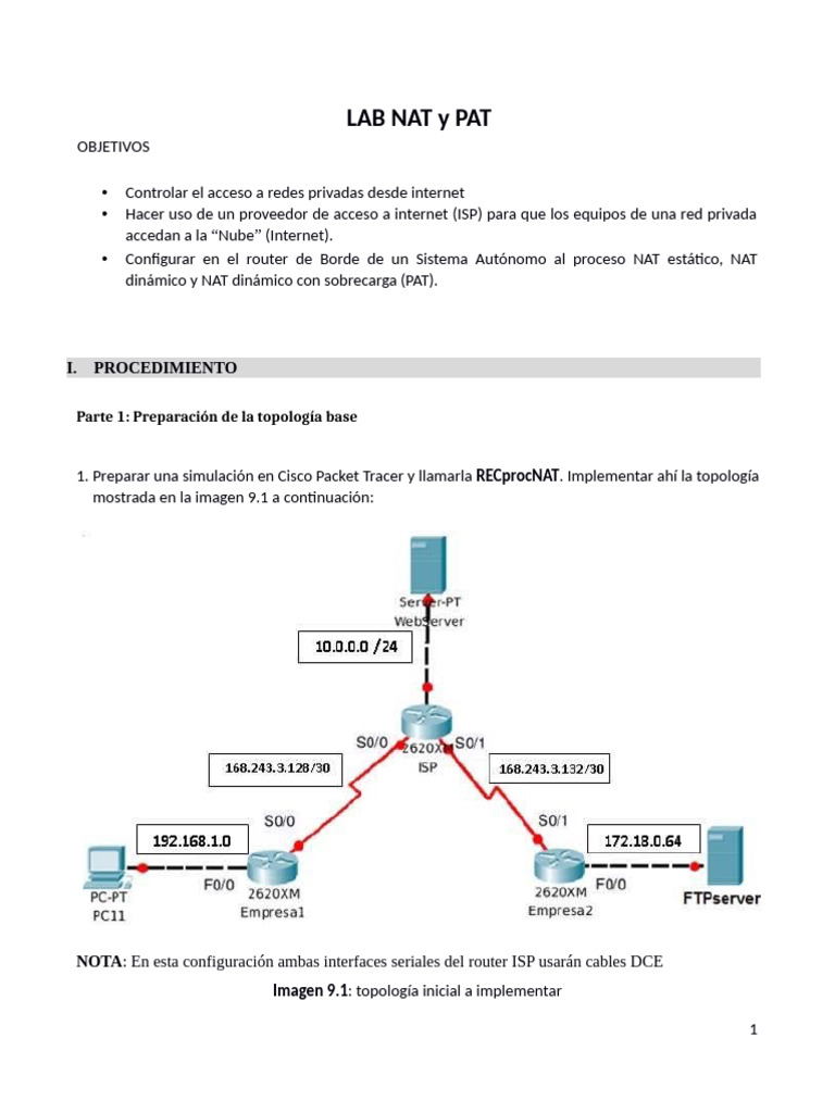 Configuración de NAT y PAT en Cisco | PDF | Enrutador (Computación ...