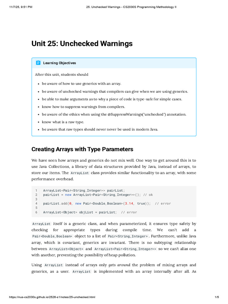 Understanding Unchecked Warnings in Java | PDF | Software Engineering ...