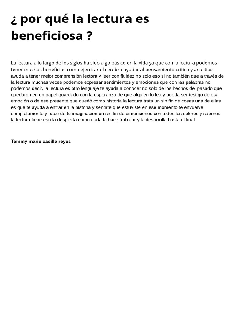 Beneficios de la lectura en la vida | PDF