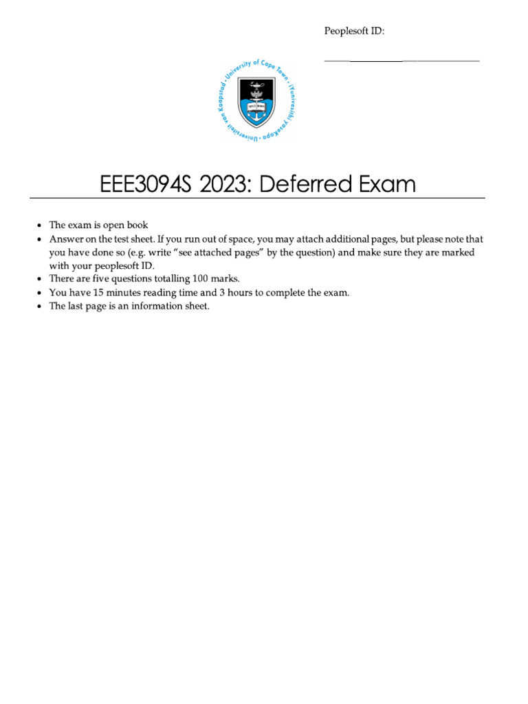 EEE3094S Supp Exam 2023 | PDF