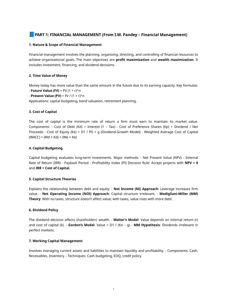 Financial Management & Production Economics Guide | PDF | Capital ...