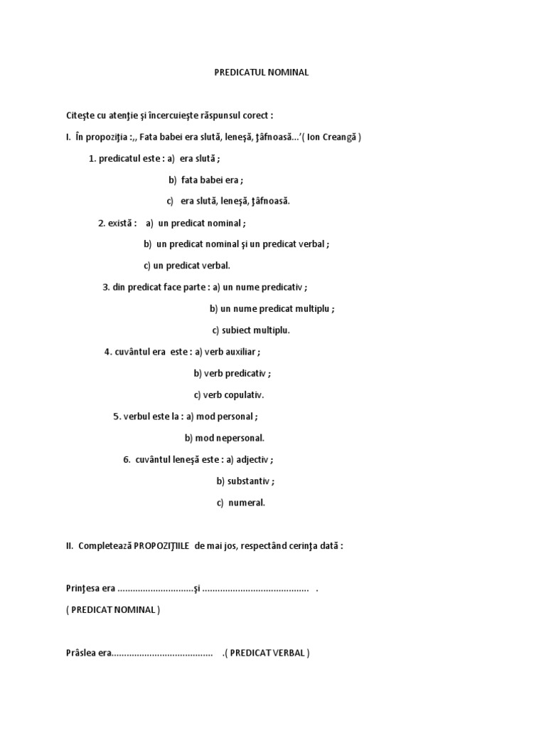 Predicatul Nominal