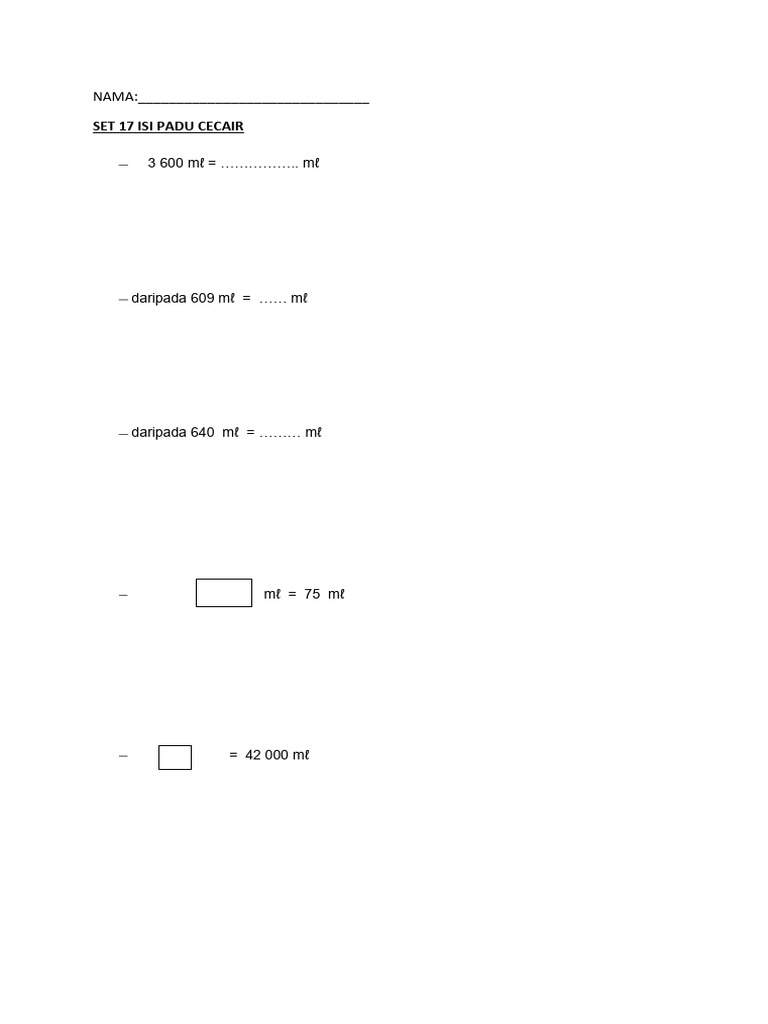 Set 17 Isi Padu Cecair | PDF