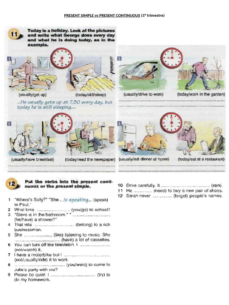 Present Simple Vs Present Continuous | PDF