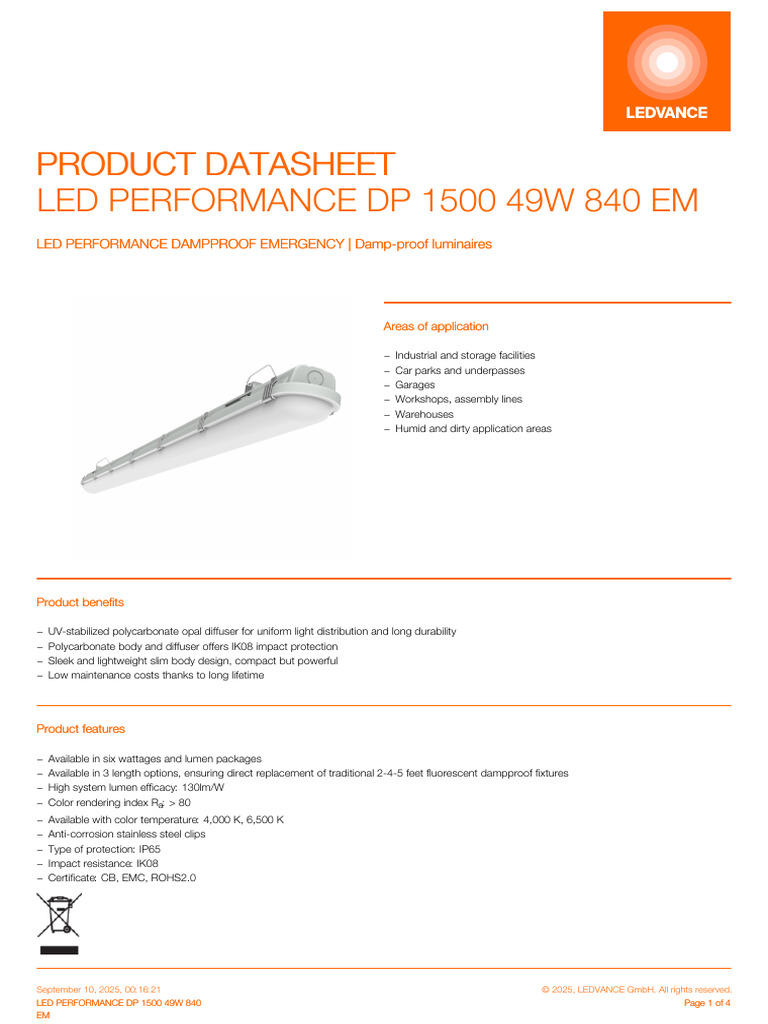 4058075587816_LED_PERFORMANCE_DP_1500_49W_840_EM_en | PDF | Light ...