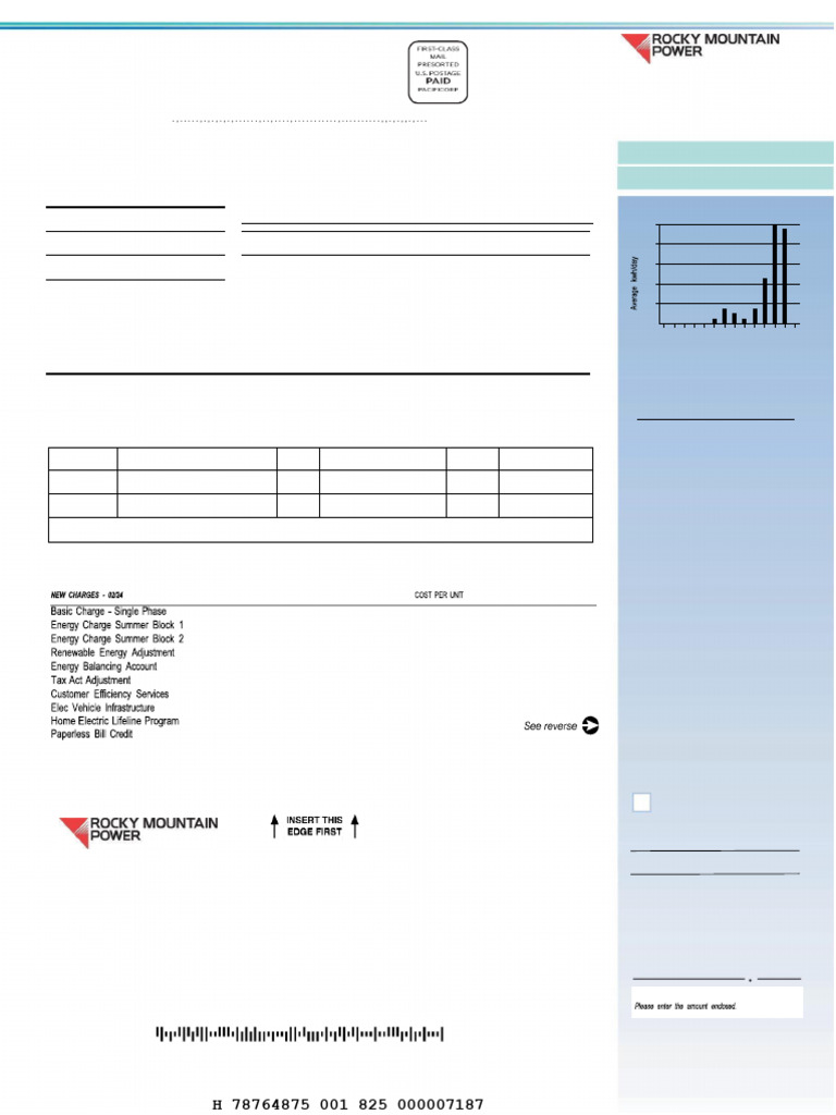 Rocky Mountain Power Bill Summary | PDF | Electric Power