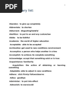 Vocabulary List