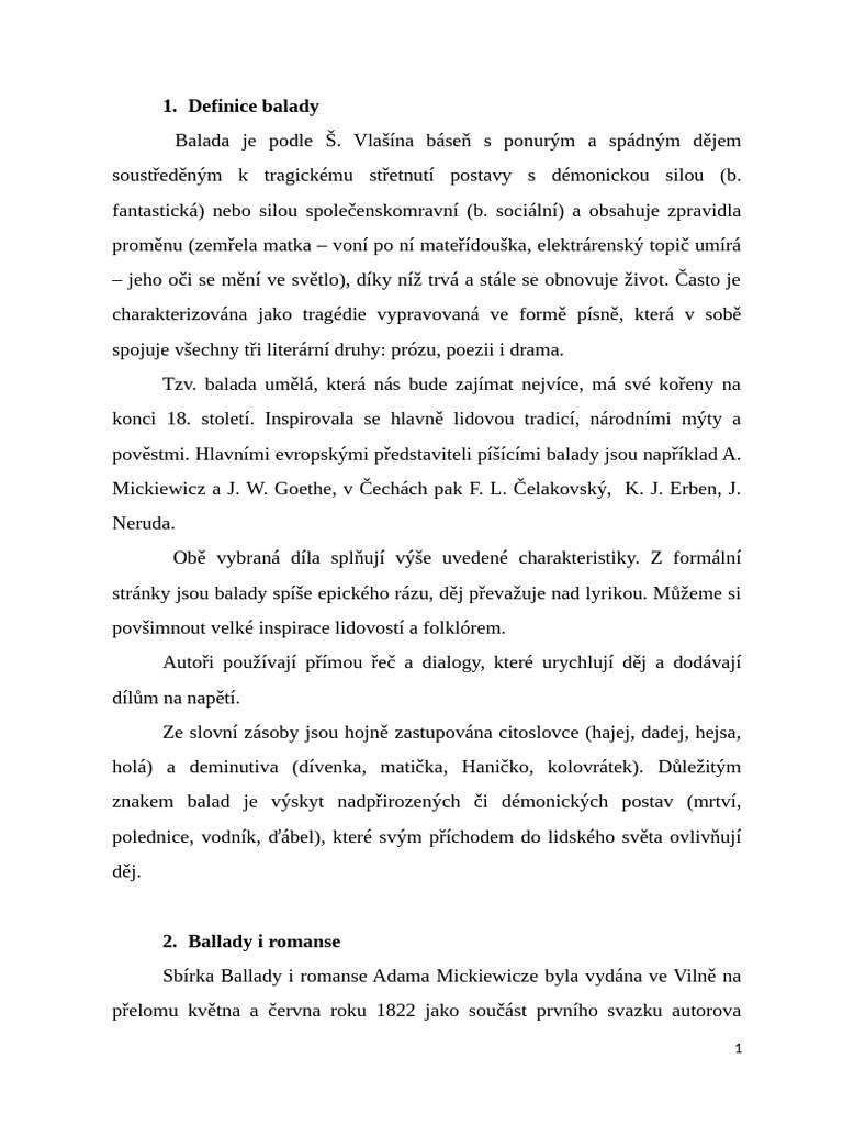 Definice Balady | PDF