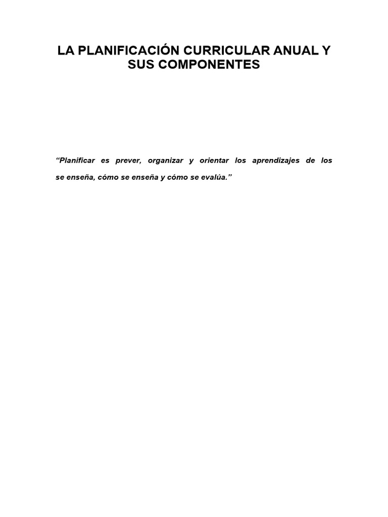 Planificación Curricular Anual Efectiva | PDF | Plan de estudios ...