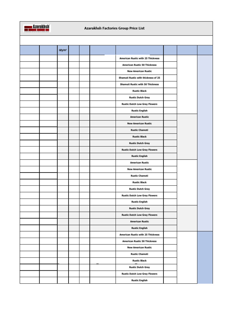 Rustic Brick Price List | PDF