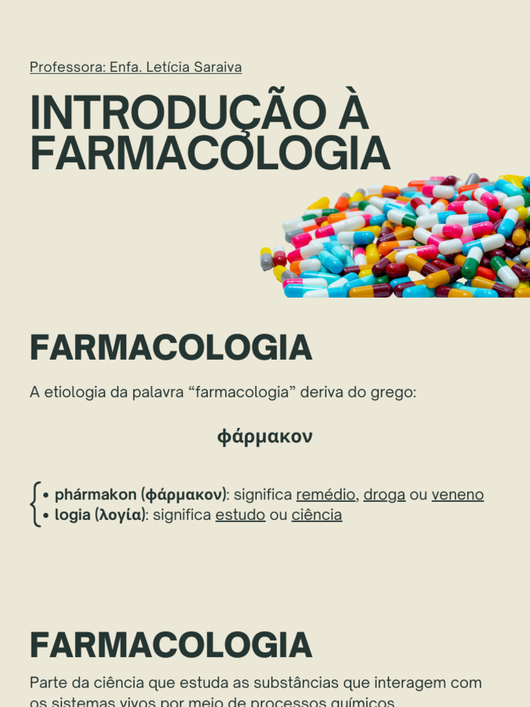Introdução à Farmacologia e Conceitos-chave | PDF | Farmacologia ...