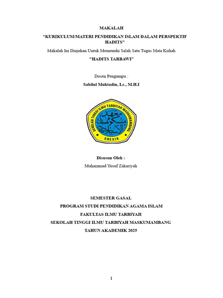 Kurikulum Pendidikan Islam Berdasarkan Hadits | PDF