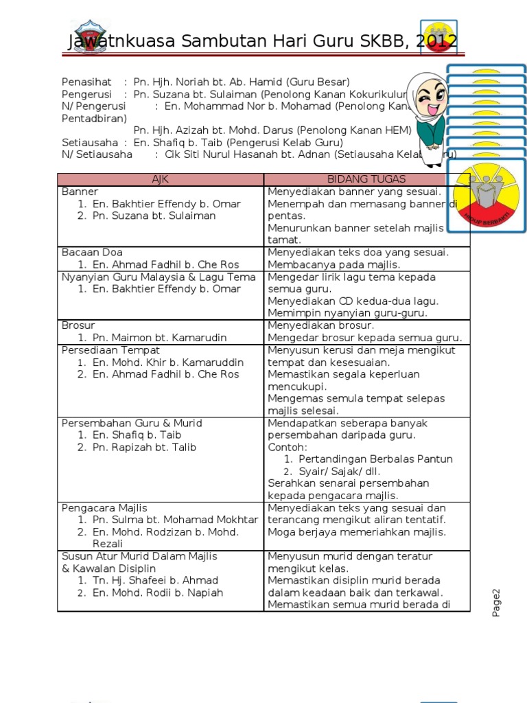 Surat Makluman Sambutan Hari Guru