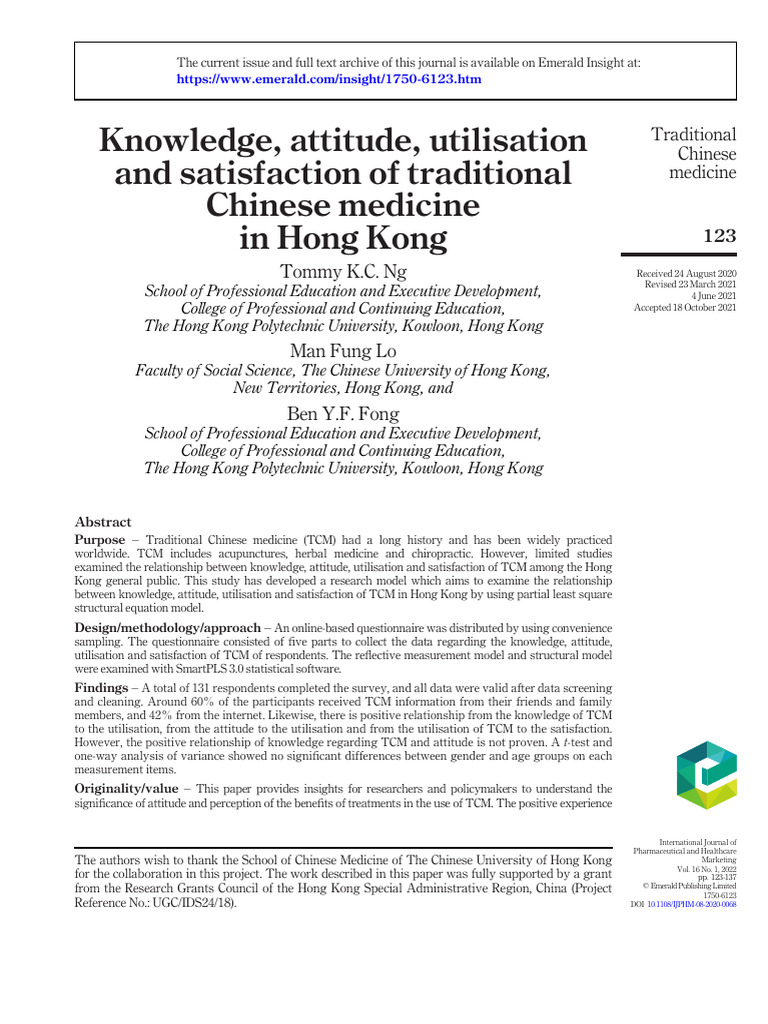 Knowledge, Attitude, Utilisati | PDF | Traditional Chinese Medicine ...