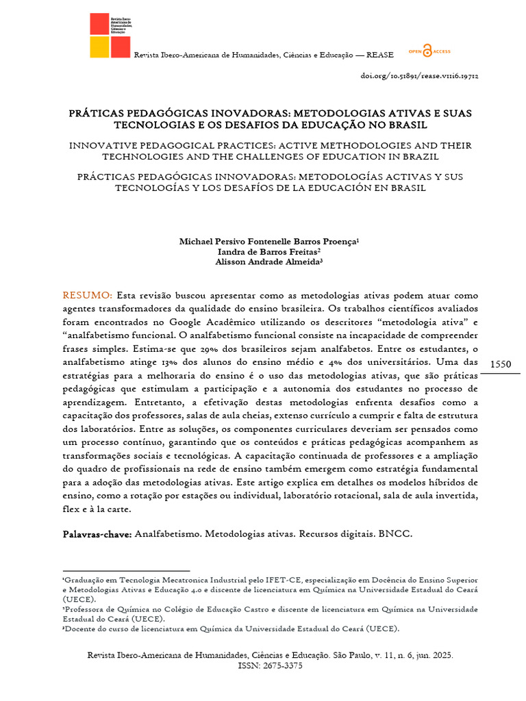 Metodologias Ativas na Educação Brasileira | PDF | Alfabetização ...